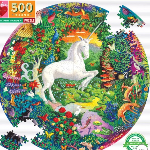 EEBOO Always Good "Puzzle in Unicorn Garden 500 pieces" NWOT - Picture 2 of 5